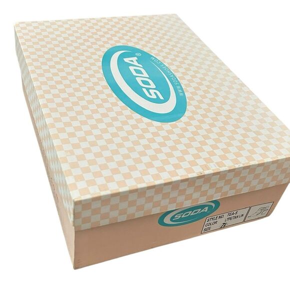 Soda Shoes Womens 7.5 Peep Toe Buckle Booties Linen Tan Stacked Heel Coastal New - Picture 5 of 12